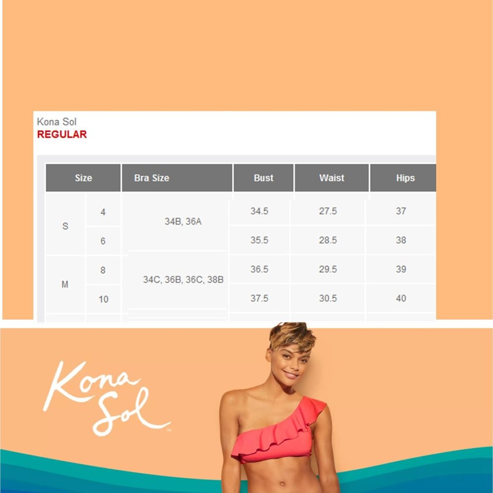KONA SOL Scalloped Flounce Medium Coverage One Piece Swimsuit NEW WITHOU… - Picture 6 of 7